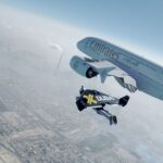 2 Jetpacks Mens Fly Extremely Close To Airbus A380