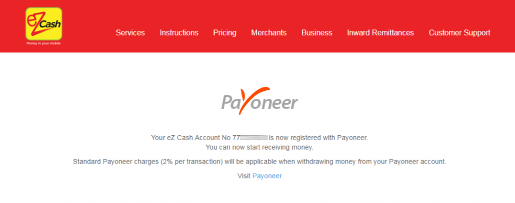 Link Dialog eZcash with Payoneer - Sri Lanka